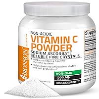 Non Acidic Vitamin C Powder Sodium Ascorbate Non GMO Soluble Fine Crystals - Healthy Immune System, Antioxidant and Cell Protection, 1 Kilogram (2.2 lbs, 35.3 Ounces)
