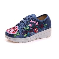 Women and Ladies Warbler Embroidery Casual Traveling Shoes Sneaker Blue