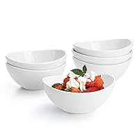 Sweese 5 Inch Porcelain Small 10 oz Bowls Set of 6, for Dessert | Ice cream | Soup | Rice | Fruits | Small Portions - Microwave, Dishwasher, and Oven Safe - White