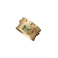 18k Gold Plating Spinning Meditation Ring Peridot Gemstone Spinner Ring Engagement Wedding Gift Gold Plated Jewelry