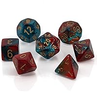 Chessex CHX26462 Dice-Gemini Red-Teal/Gold Set, Large (18mm - 25mm)