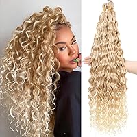 Deep Wave Crochet Hair 24 Inch Long Curly Braiding Hair for Boho Braids Ocean Wave Braiding Hair for Women (24 Inch 3 Packs 27/613)