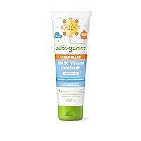 Babyganics SPF 50 Mineral Sunscreen Lotion, Sheer Blend, UVA UVB Protection, Octinoxate & Oxybenzone Free, Water Resistant, Fragrance Free, 8 oz