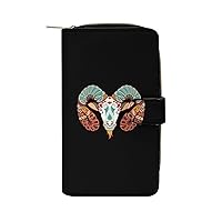 Adventurous Aries Aries Head Purse for Women Large Capacity Zip Around Travel Clutch Wallet with Compartment
