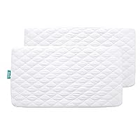 Waterproof Crib Mattress Protector 2 Pack Fitted Baby Crib Sheets Toddler Bed Mattress Pad Protector for Boys Girls, Skin-Friendly & 100% Absorbent Crib Mattress Topper Cover Waterproof Machine Wash