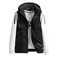 Sleeveless Jacket With Hood Men Vest For Clothing Cotton Padded Coats Outwear Clothes
