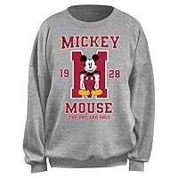 Disney Women's Junior's Mickey Mouse ONE and ONLY Oversized Fleece, Heather Grey, Small