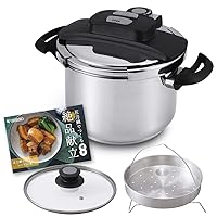 Iris Ohyama RAN-6L Pressure Cooker, 1.2 gal (6.0 L), IH Gas Compatible, One-Touch Open/Close, Recipe Book and Glass Lid Included, Easy to Operate, [Save on Energy and Save Time