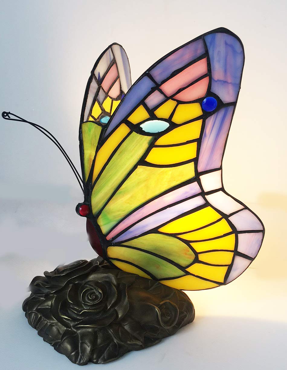 Tiffany lamp Butterfly Blue Glass HMJ8060 Stained Glass Style Butterfly Table lamp Tiffany