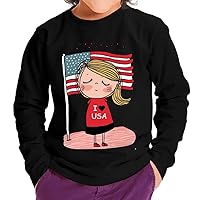I Love USA Toddler Long Sleeve T-Shirt - Cartoon Kids' T-Shirt - Illustration Long Sleeve Tee