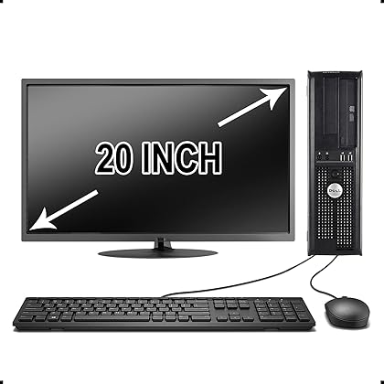 DELL Optiplex with 20-Inch Monitor (Core 2 Duo 3.0Ghz, 8GB RAM, 1TB HDD, Windows 10 Professional), Black (Renewed)']