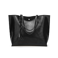 Women Tassel Tote Handbag Leather Tassel Pendant Large Capacity Shoulder Bag Ladies Shopping Travel Hand Bag