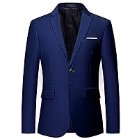 Mens Lightweight Slim Fit Suit Jacket 2 Button Solid Color Business Blazer Casual Daily Wedding Party Sport Coats