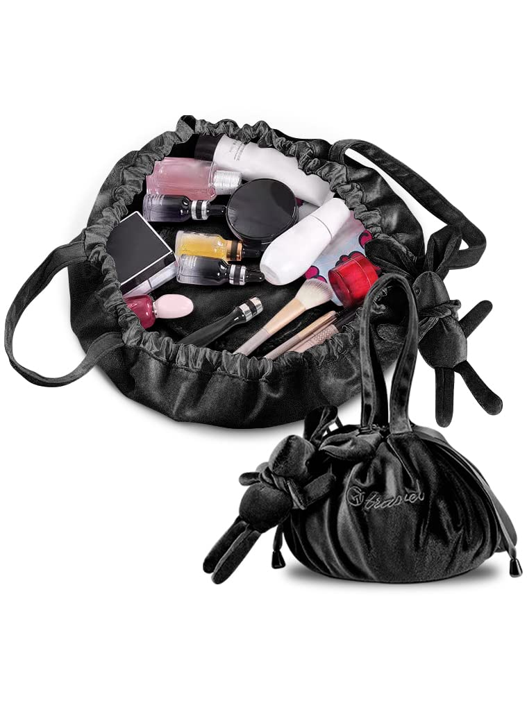 ZileZile Toiletry Bag Travel Bag Cosmetic & Toiletry Bag Drawstring Makeup Organizer for Full Sized Container,Gifts,and Daily Use Black
