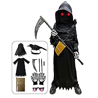 Halloween Costumes for Boys Grim Reaper Costume Kids Set Scary Ghost Cosplay Outfit Halloween Party Favors Gifts