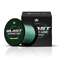 Blast Braided Fishing Line, Ultra-Thin Diameter, Strong and Durable with HyperOSi Coating - Water and Abrasion Resistant, No Stretch, Low-Vis Moss Green Color