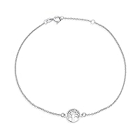 Bling Jewelry Round Celtic Family Tree Of Life Anklet Ankle Bracelet For Women .925 Sterling Silver Adjustable 9 To 10 Inch With Extender Adjustable
