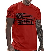 Mens American Flag T-Shirt July 4th Patriotic USA Stripes T-Shirt 2024 Summer T-Shirts for Men
