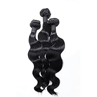 18 inch Brazilian Remy Hair #1B Natural Wave 100% REAL HUMAN HAIR