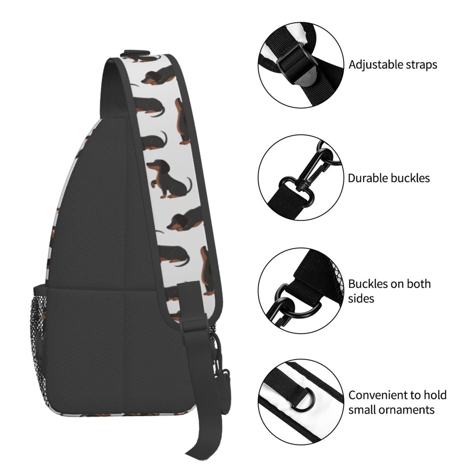 Yrebyou Dachshund Dog Sling Bag Casual Crossbody Backpack Travel Hiking Daypack for Women Men Lightweight Chest Purse Fashion Shoulder Bags traveling Runner Climbing