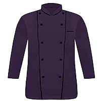 Creation DP-07 Men's Chef Coat/Jacket Double Black Piping (Size= XXS-7XL, 11 Colors)