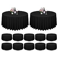 12 Pack Black Round Tablecloth 120 Inch Circle Polyester Table Cloth, Washable Fabric Stain and Wrinkle Resistant Table Cover Round Table Clothes for Wedding Parties Banquet Reception Dining
