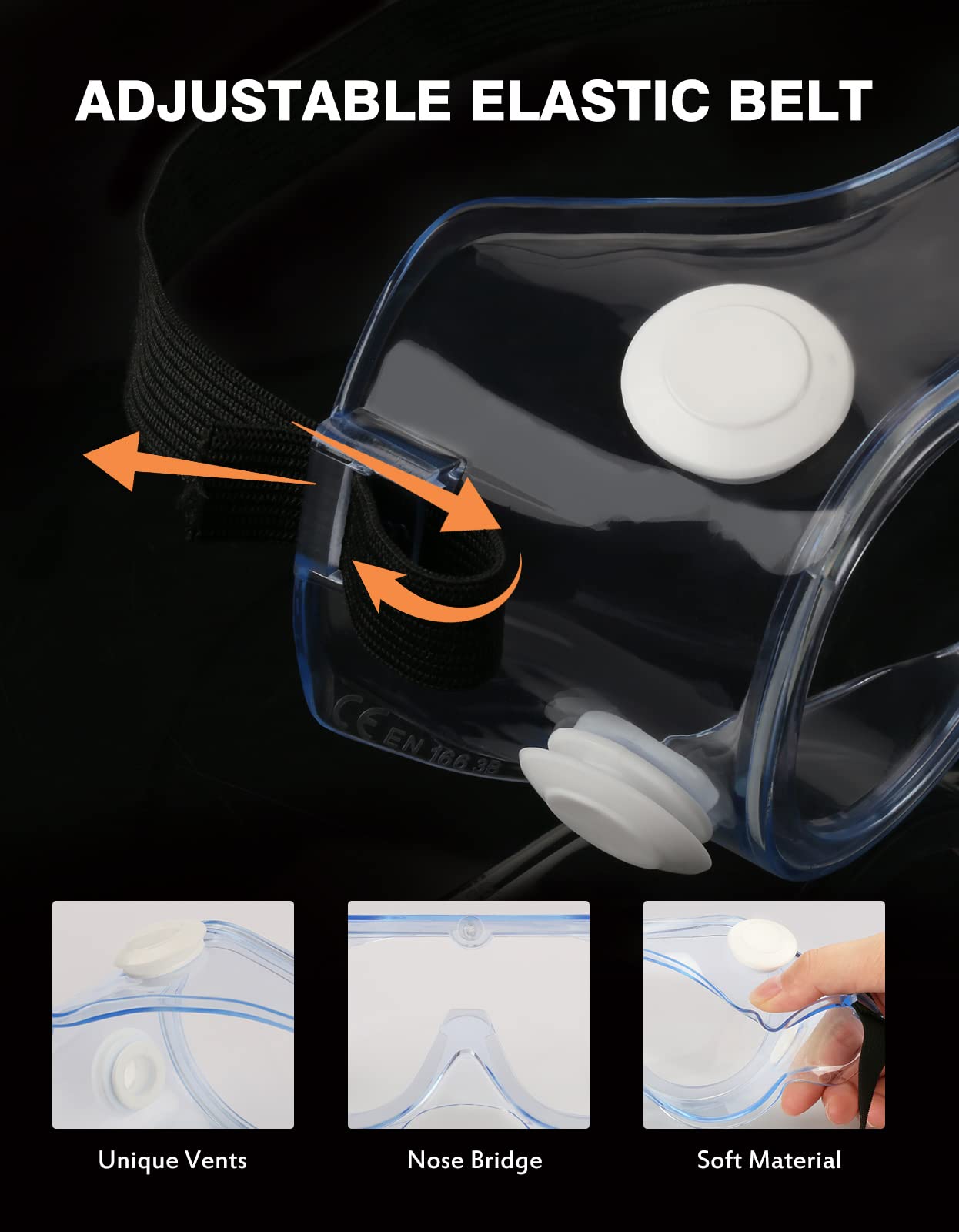MELASA Safety Goggles ANSI Z87.1, Anti-Fog Protective Lab Goggles, Eye Protection Goggles