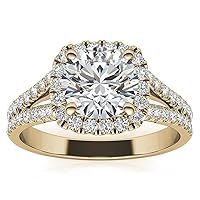 2.30 Carat Halo engagement and wedding ring moissanite ring Solde Gold Ring