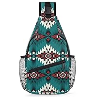 Pardick Sling Bag for Women Men Boho Aztec Mini Crossbody Backpack Navajo Shoulder Bag Chest Sling Backpack Anti Thief Chest Bag for Travel,Hiking,Cycling,Camping
