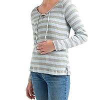 Lucky Brand Womens Stripe Lace Up Henley Top