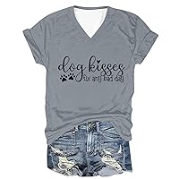 Sold by Amazon Only Products Women's Letter Print T Shirt V Neck Short Sleeve Casual Tops Fashion Summer Clothes Funny Graphic Tee Cozy Workout Blouses Selling!