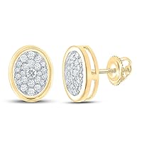The Diamond Deal Yellow-tone Sterling Silver Womens Round Diamond Kite Square Earrings 1/8 Cttw