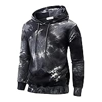 Graphic Hoodies For Men Letter Printed Tie Dye Gradient Flannel Sweatshirt Light Weight Novelty Oversized Pullover Soft