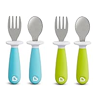 Raise™ Toddler Plastic Fork and Spoon Utensil Set, 4 Pack, Blue/Green