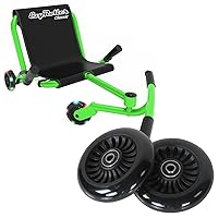 EzyRoller Classic Ride On Scooter and Go Kart for Kids Ages 4+ Green LED Limited Edition and EzyRoller Classic Replacement Wheels Set of 2