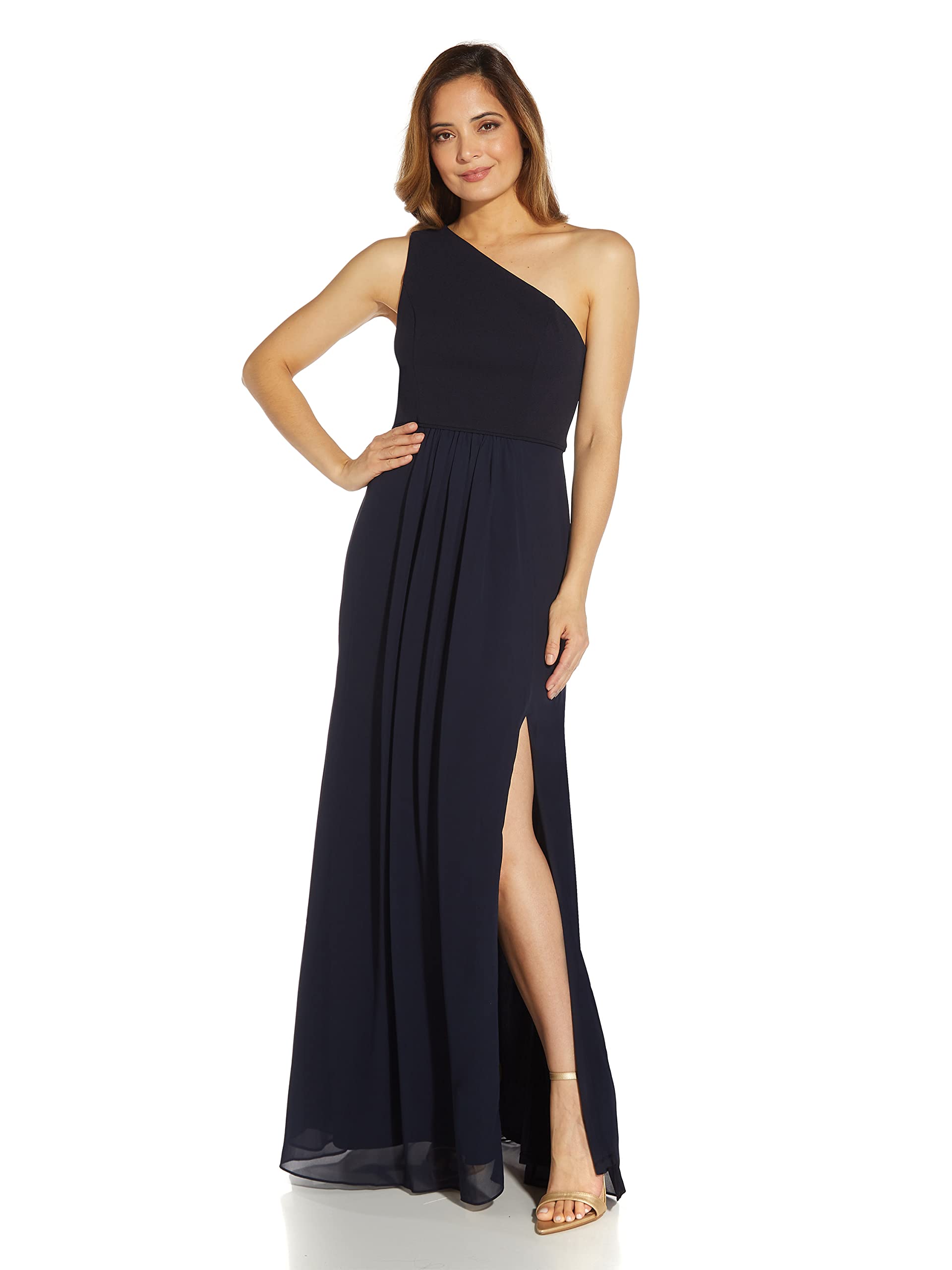 Adrianna Papell Women's One Shoulder Chiffon Gown