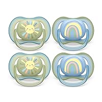 Philips Avent Ultra Air Pacifier - 4 x Light, Breathable Baby Pacifiers for Babies Aged 0-6 Months, BPA Free with Sterilizer Carry Case (Model SCF085/49)