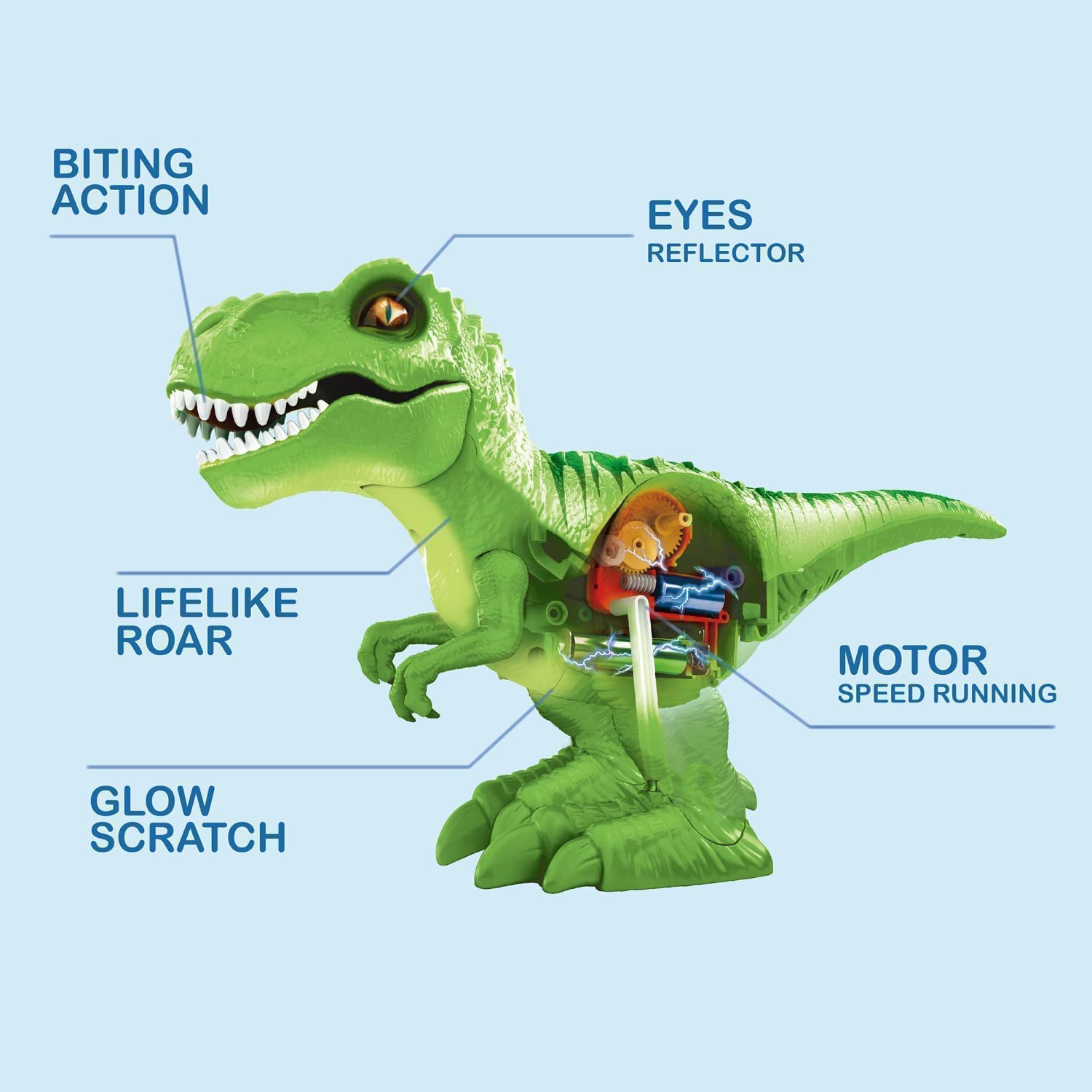 Robo Alive Attacking Green T-Rex Battery-Powered Robotic Toy by Zuru, Dinosaur Toy, Birthday Gift for Boys 3 Years Old and Up