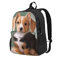 Big Eared Cute Dog Backpack Printing Lightweight Casual Backpack Shoulder Bags Large Capacity Laptop Backpack