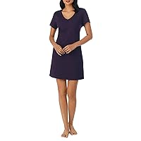 Women's Sleepwear Cotton Jersey Knit V-Neck Sleep Shirt Dress (Regular and Plus Size)