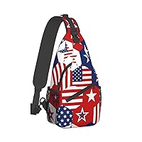 July 4th Sling Bag For Women Men,Patriotic Crossbody Shoulder Bags Casual Backpack Chest Bag Travel Daypack