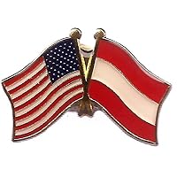 AES Wholesale Pack of 50 USA American & Austria Country Flag Bike Hat Cap Lapel Pin