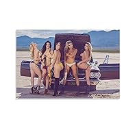 Posters Hot Girls Poster Bikini Girls Butts And Luxury Cars Painting Beach Scenery Canvas Wall Presents Canvas Painting Posters And Prints Wall Art Pictures for Living Room Bedroom Decor 20x30inch(50
