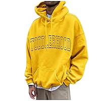 Hoodies For Men Big And Tall Letter Graphic Hoodies Long Sleeve Drawstring Pocket Pullover Vintage Basic Sweatshirt