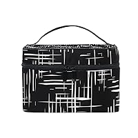 Cosmetic Bag Vintage Black And White Graffiti Stripes Women Makeup Case Travel Storage Organizer