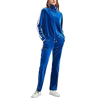 Woolicity Womens Velour Tracksuits Set 2 Piece Sweatsuits Full Zip Velvet Outfits Hoodie and Sweatpant Jogging Suit