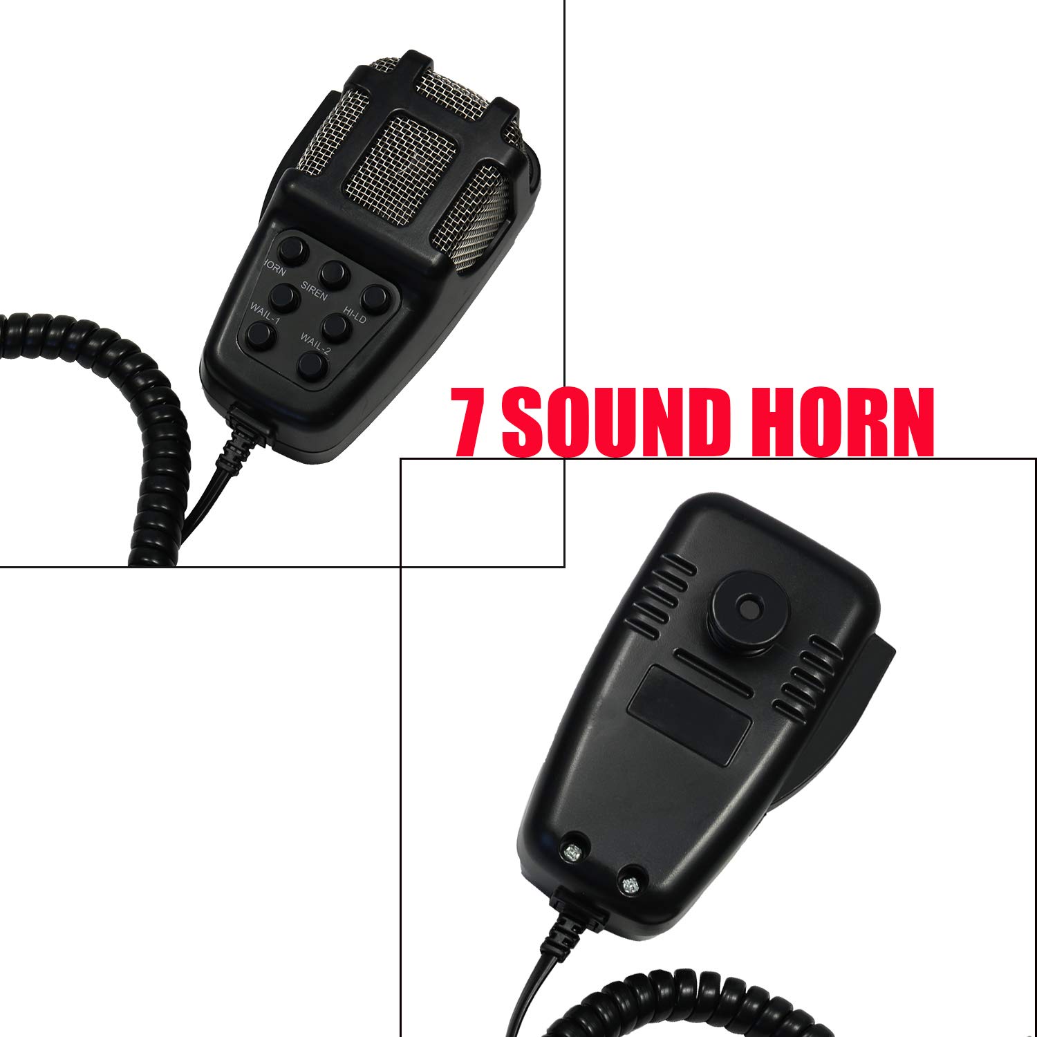 Car Siren Horn 7 Tone Sound Siren Police Mic PA Speaker Car System Emergency with Microphone Amplifier-100W Emergency Sound Electric Horn-12V