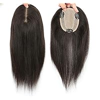 Clip in Human Hair Top Hairpiece Wiglet for Women with Thinning Hair, 4