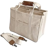 Versatile Bag Casual Simple Solid Color Large Capacity Canvas Tote Bag with Removable Bottom Compartment