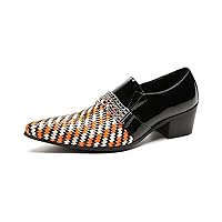 Men's Pointed Toe Three Colors Genuine Leather Woven Penny Loafers Moccasins Fashion Comfort Slip On Dress Shoes